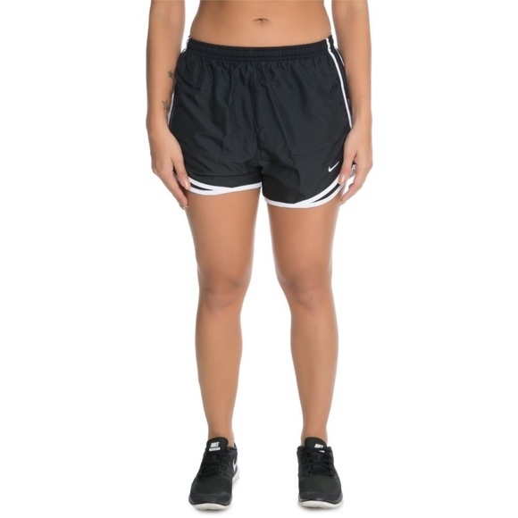 Nike Women's Black Tempo Running Shorts White Trim Brief Lined size Large - Picture 12 of 13